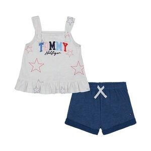 Tommy Hilfiger Baby Girls Stars Babydoll Tunic and Shorts Set - White - Size 12M
